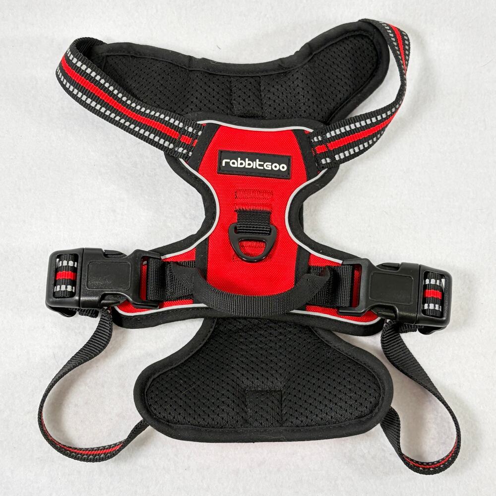 RabbitGoo No Pull Harness Medium Dog Red Black Padded Adjustable Reflective